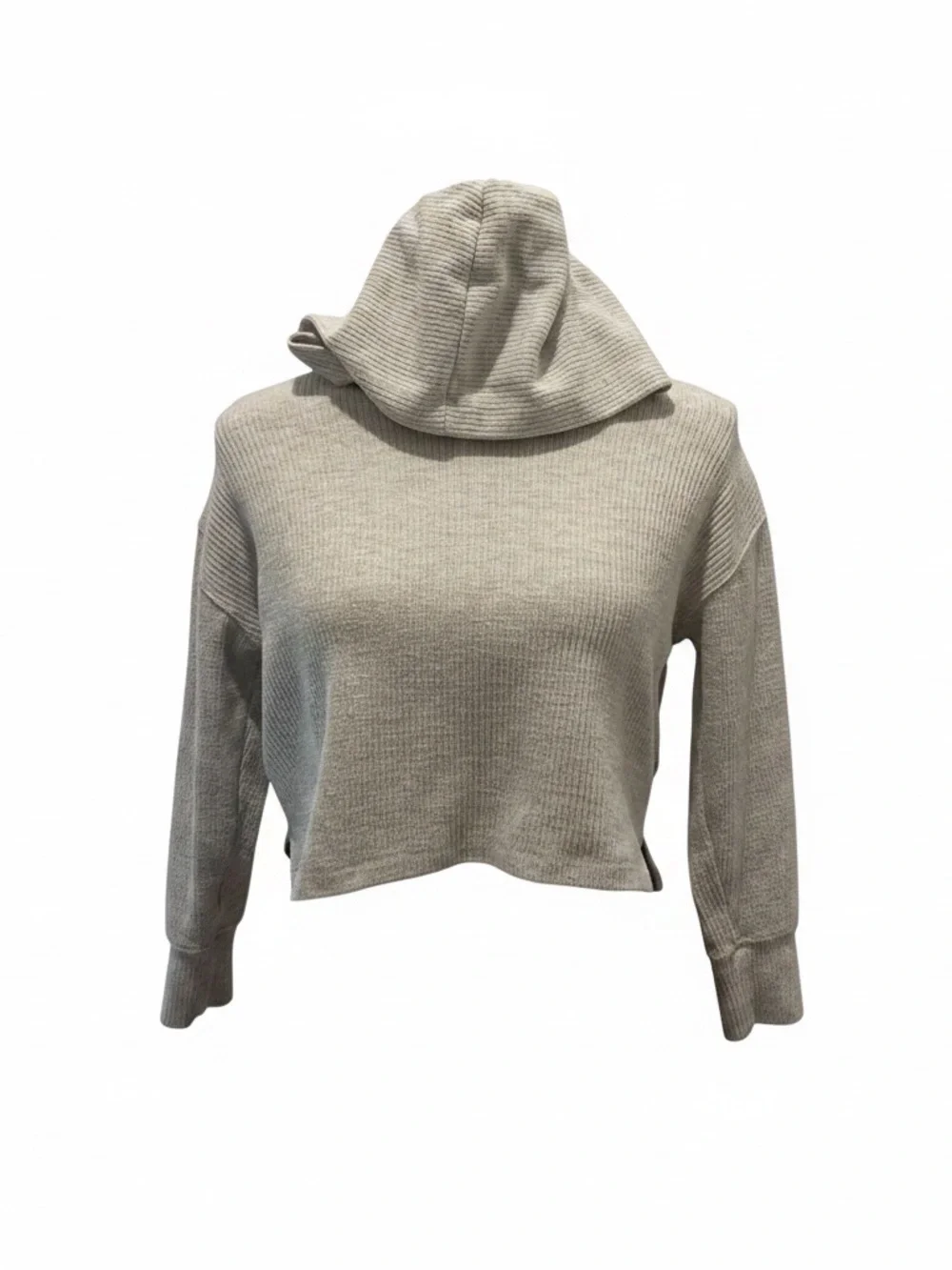 Old Navy Girls' Light Gray Hooded Waffle-Knit Pullover